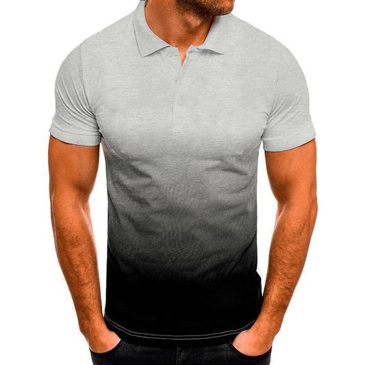 Slim-Fit Gradient Print Short-Sleeved Lapel Shirt Men'S POLO Shirt