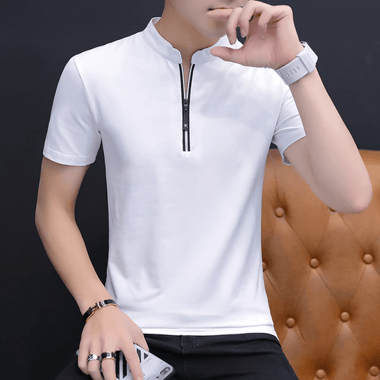 Men Short-Sleeved Slim Lapel Casual T-Shirts