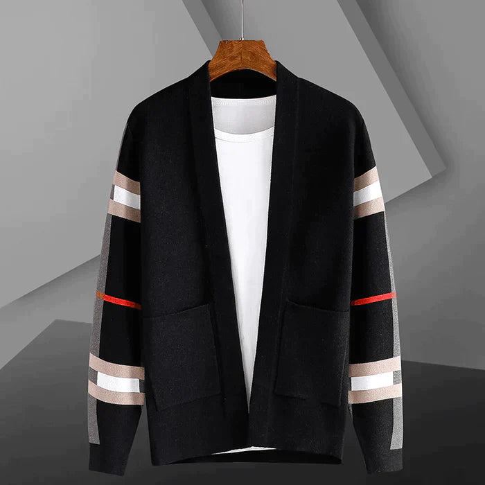 Slim Fit Men Casual Plaid Sweater Coat